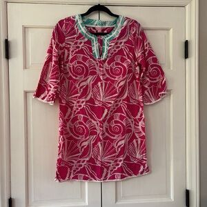 Lilly Pulitzer Sleep Dress Pink Clammies 'N Jammies Shell Print Size‎ S Coverup